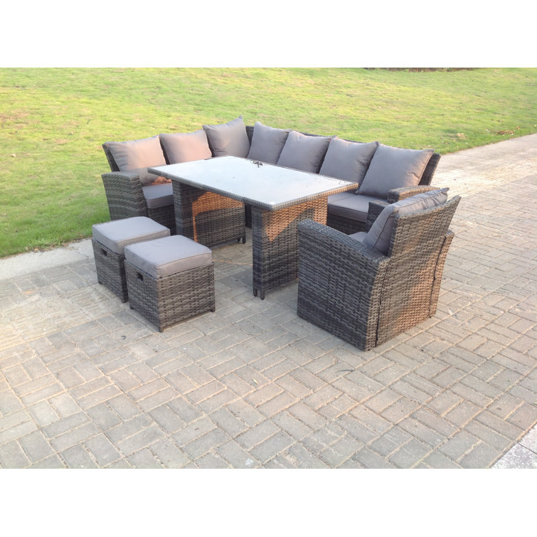 ClassicLiving Athyrium Rattan Wicker 9 Person Seating Group with
